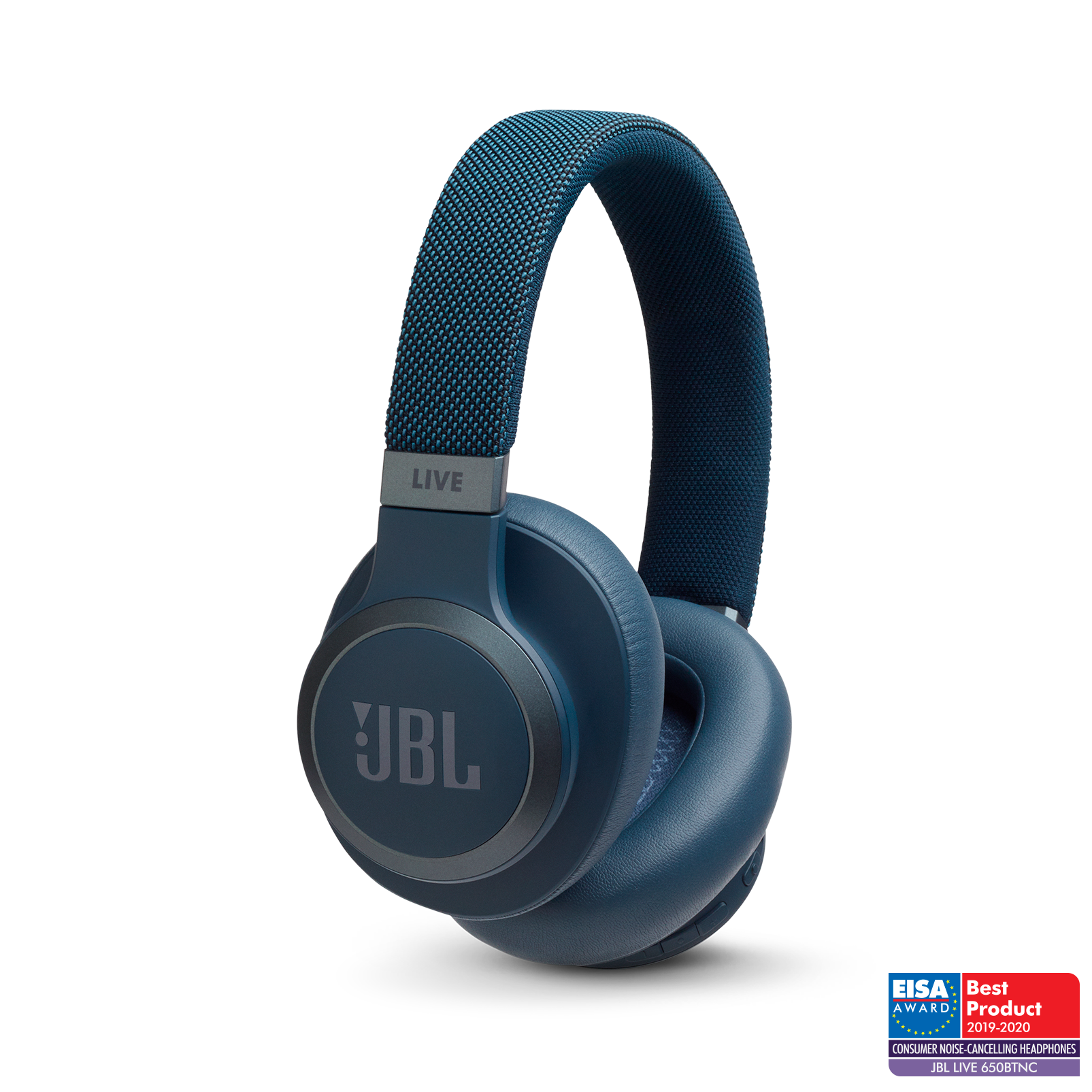 JBL Live 650BTNC - Blue - Wireless Over-Ear Noise-Cancelling Headphones - Hero